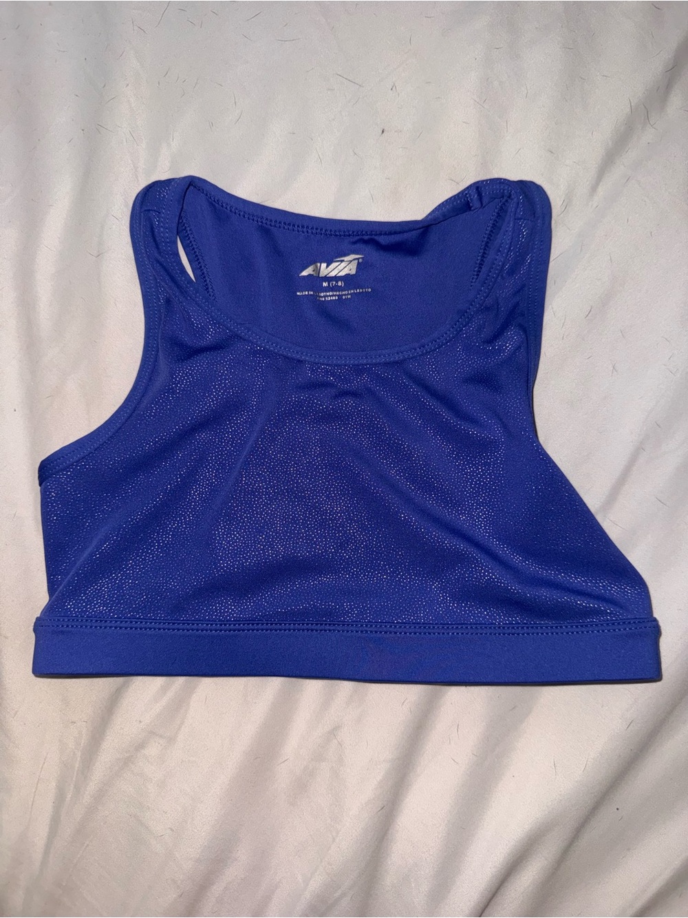 Avia Blue Racerback Athletic Crop Sports Bra